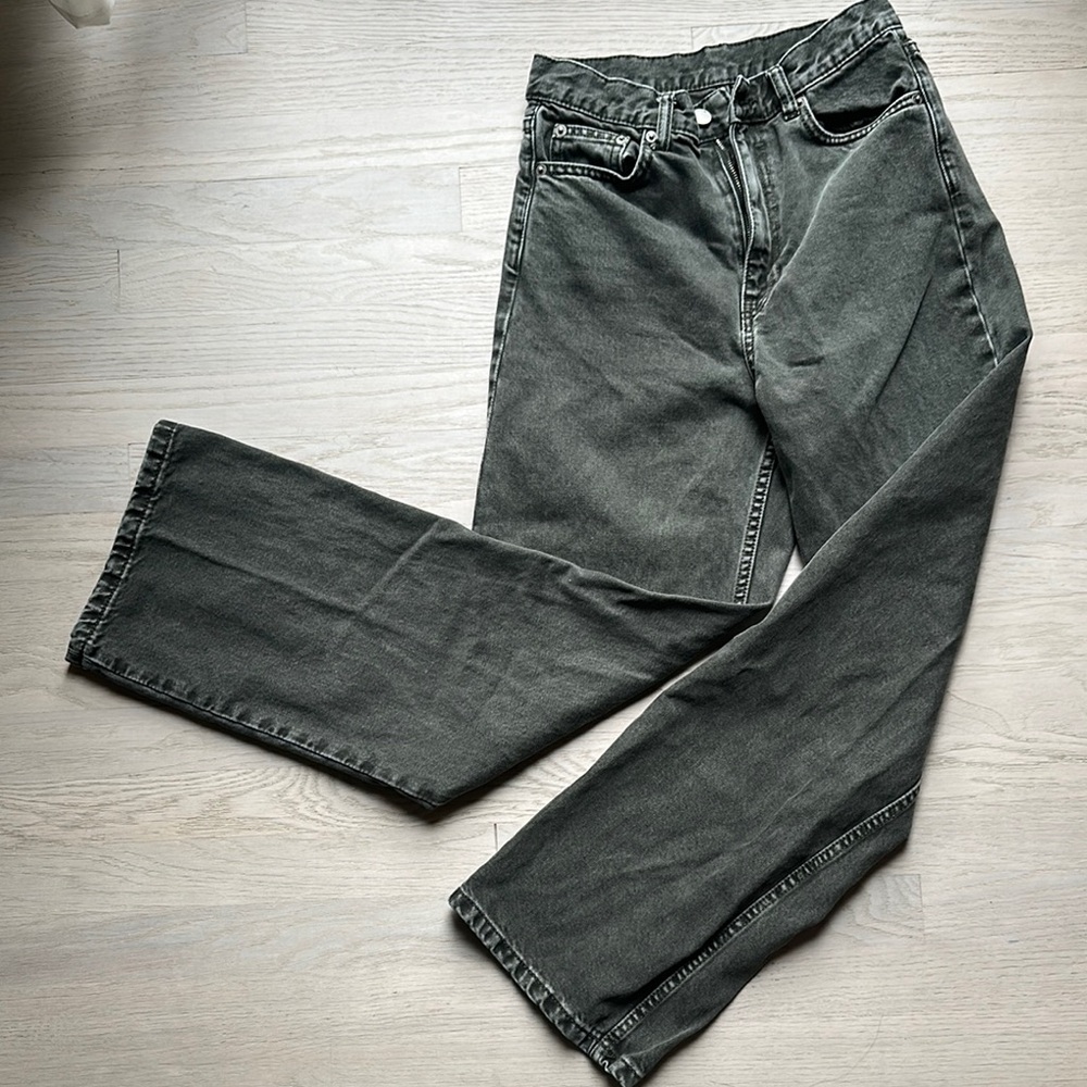 Dr Denim Echo Wide Leg Jeans. Washed Dark Green Color. Size 28/30.